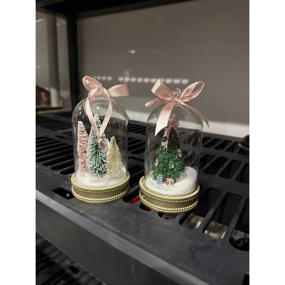 Cupcakes & Cashmere Snow Globe Pink Christmas Tree Ornaments - READ